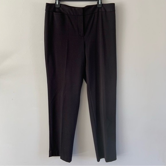 Talbots Black Women's Dress Flat Front Trousers Straight Leg Pants Size 14 - Picture 1 of 13